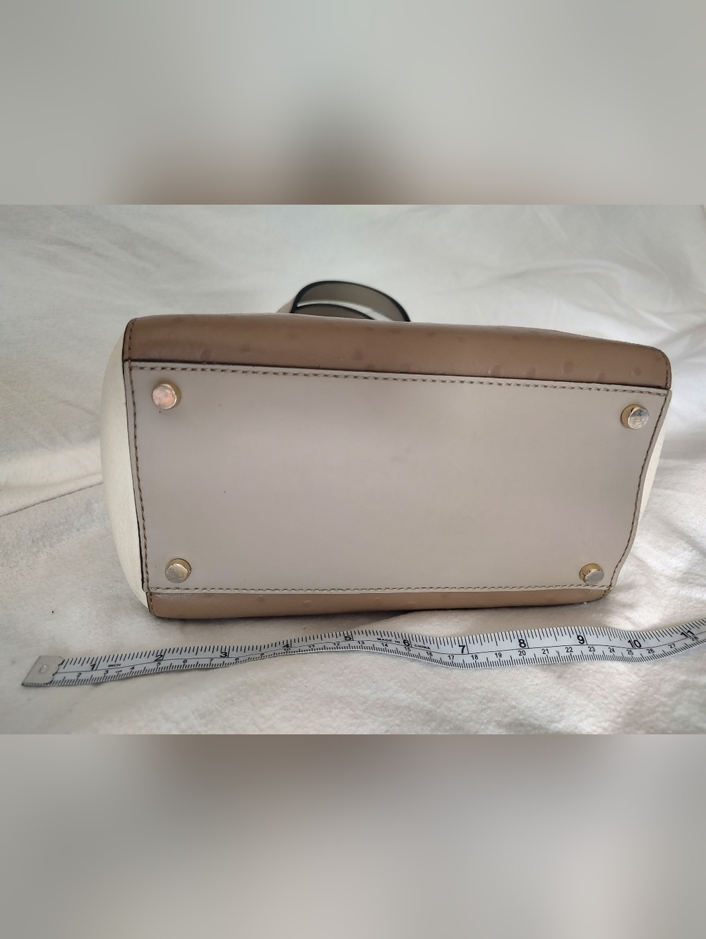 kate spade Two-Tone Taupe & White Structured Top-Handle Crossbody - Picture 6 of 12